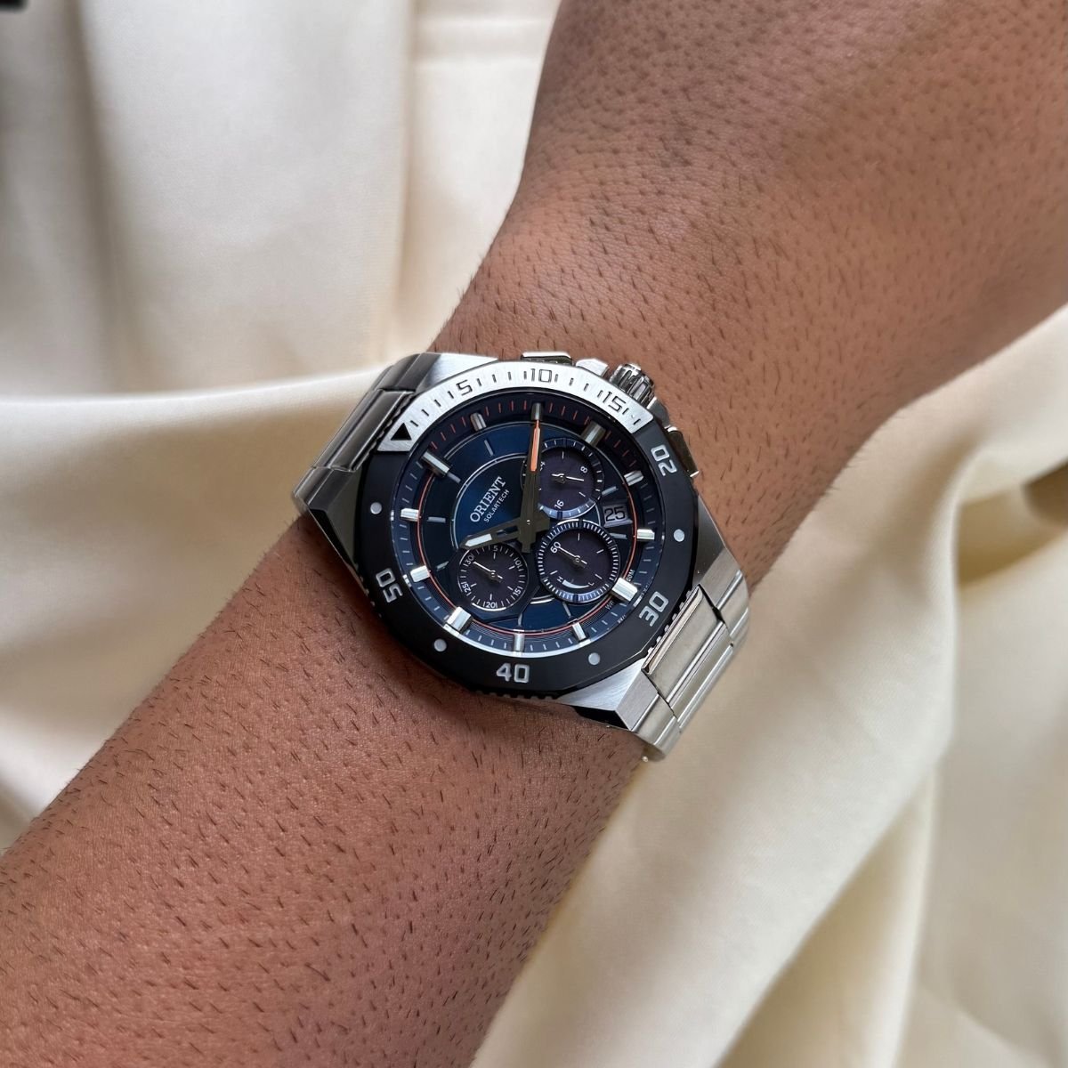 Relógio Orient Masculino SolarTech Sport MBSSC277 D1SX Prata Prata 4