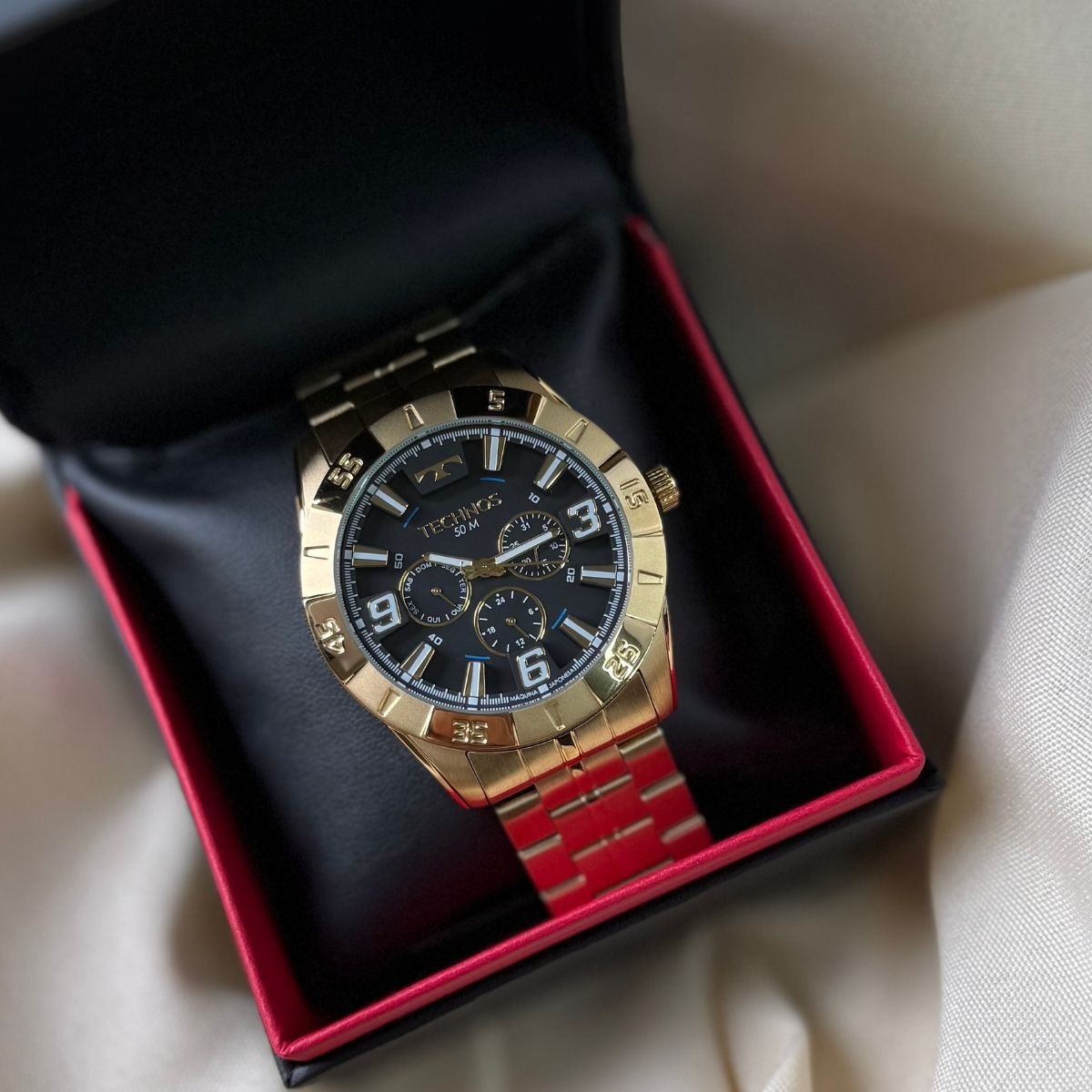 Relógio Technos Masculino Bacer 2115LAJS/4A Dourado Dourado 4