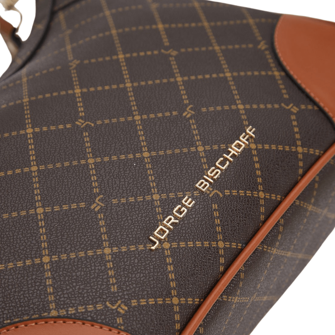 Bolsa Jorge Bischoff Feminina Monograma Hobo - Média Marrom 3