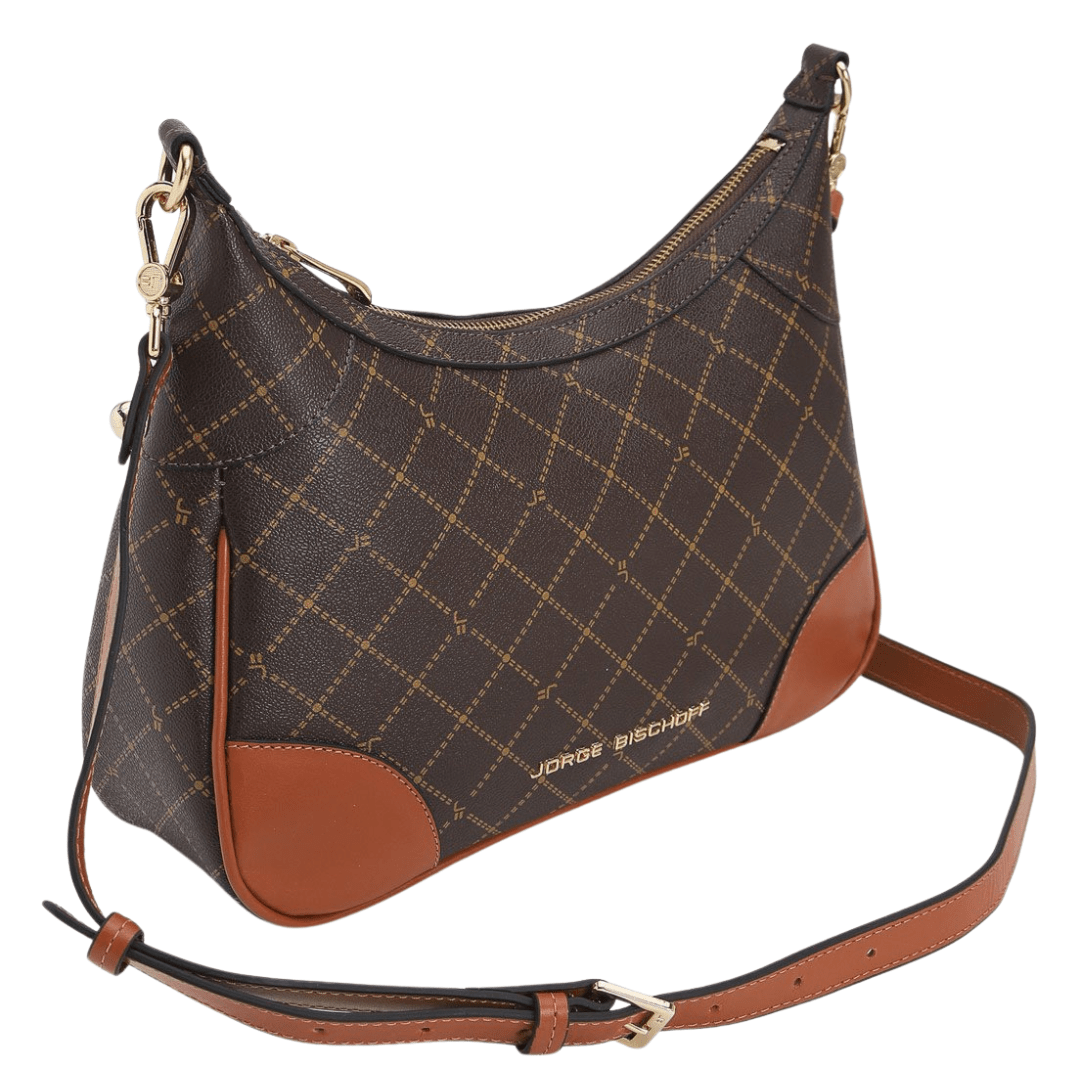 Bolsa Jorge Bischoff Feminina Monograma Hobo - Média Marrom 5