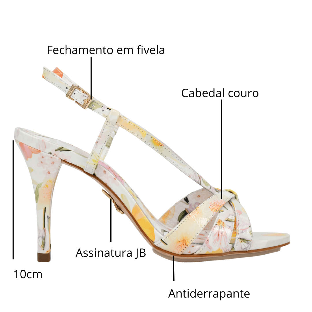 Sandália Florescer Jorge Bischoff Feminina  Salto Alto Couro Branco 2