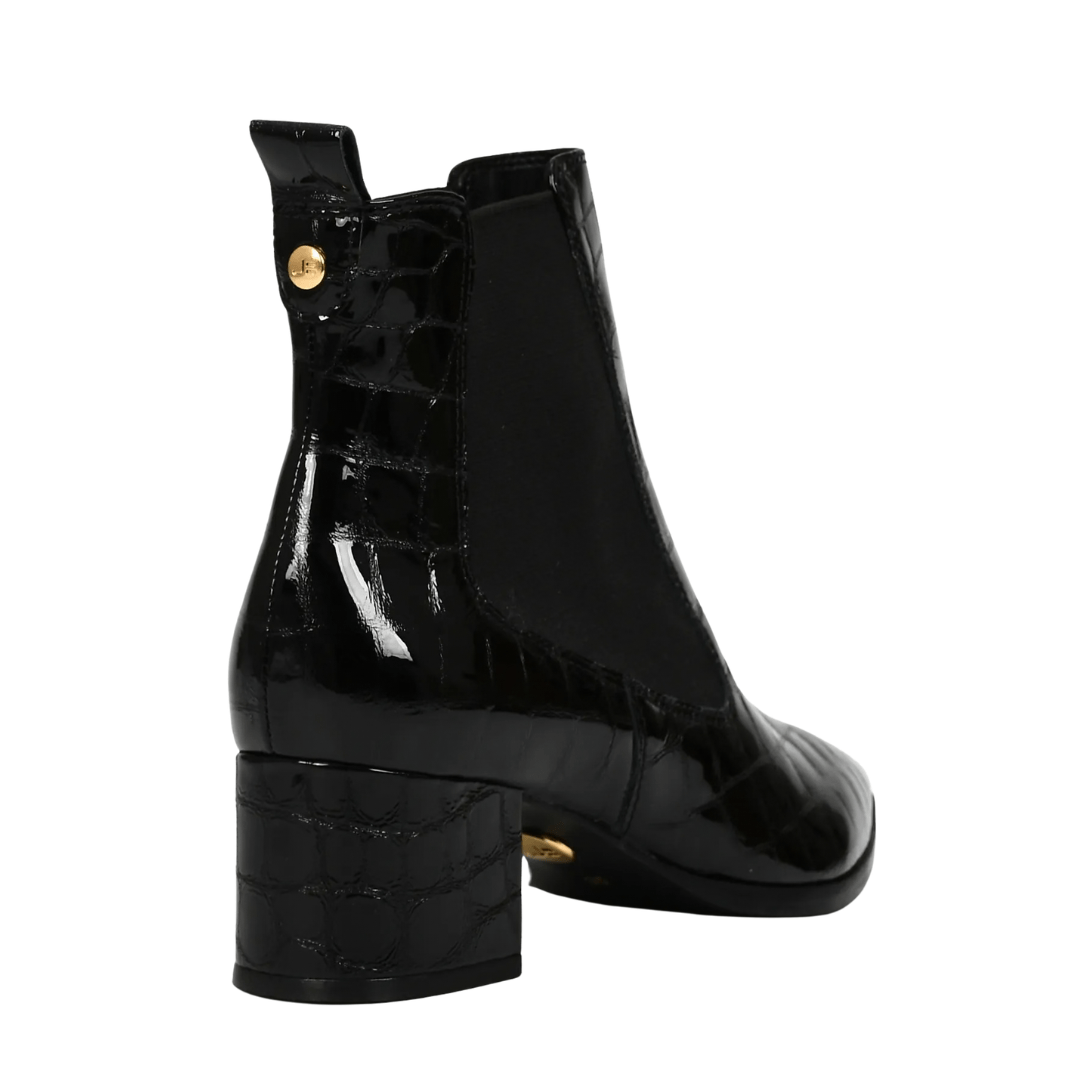 Bota Jorge Bischoff Feminina Cano Baixo Preta Couro Croco Preto 4