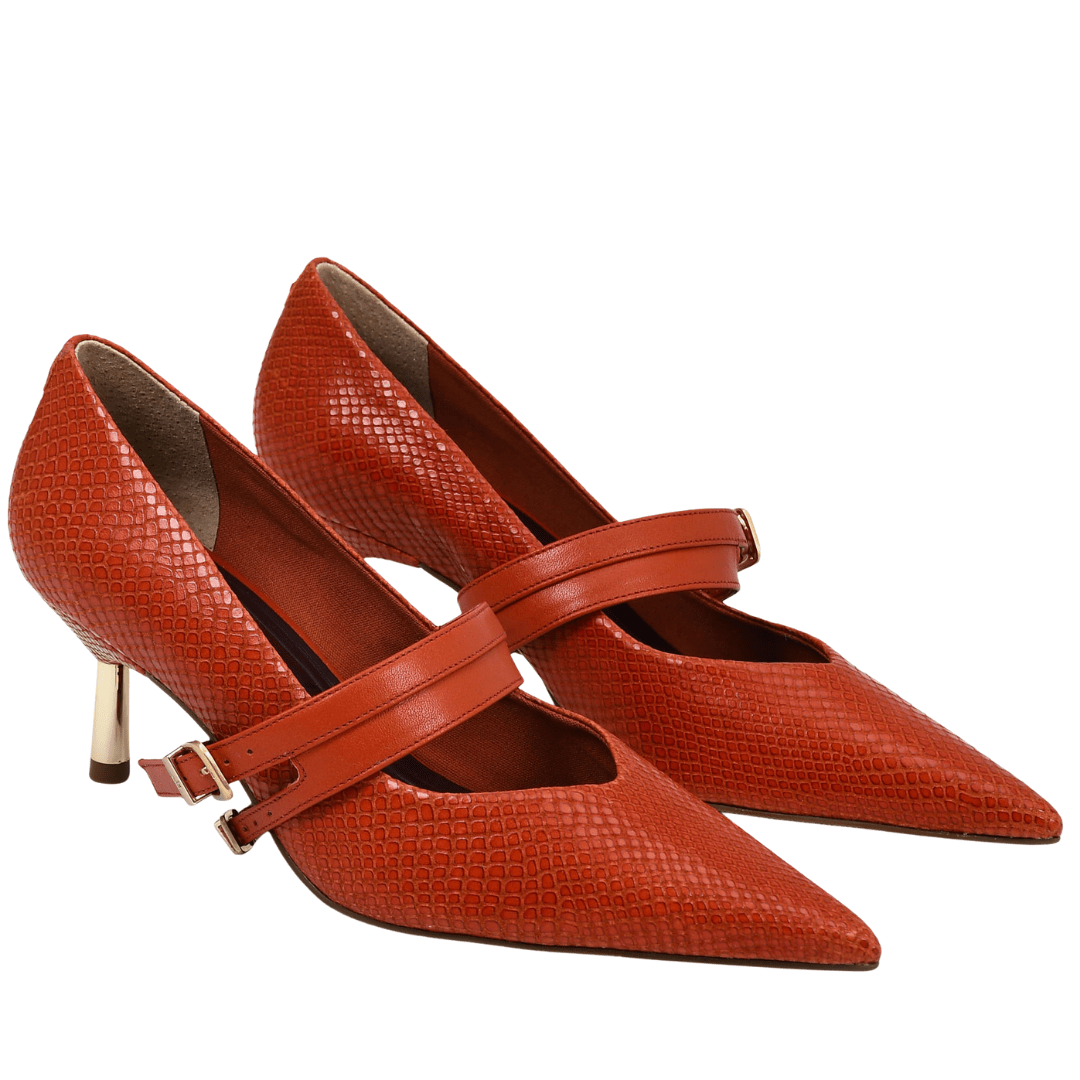Scarpin Jorge Bischoff Feminino Caramelo Andina Snake Caramelo Couro Terracota 3