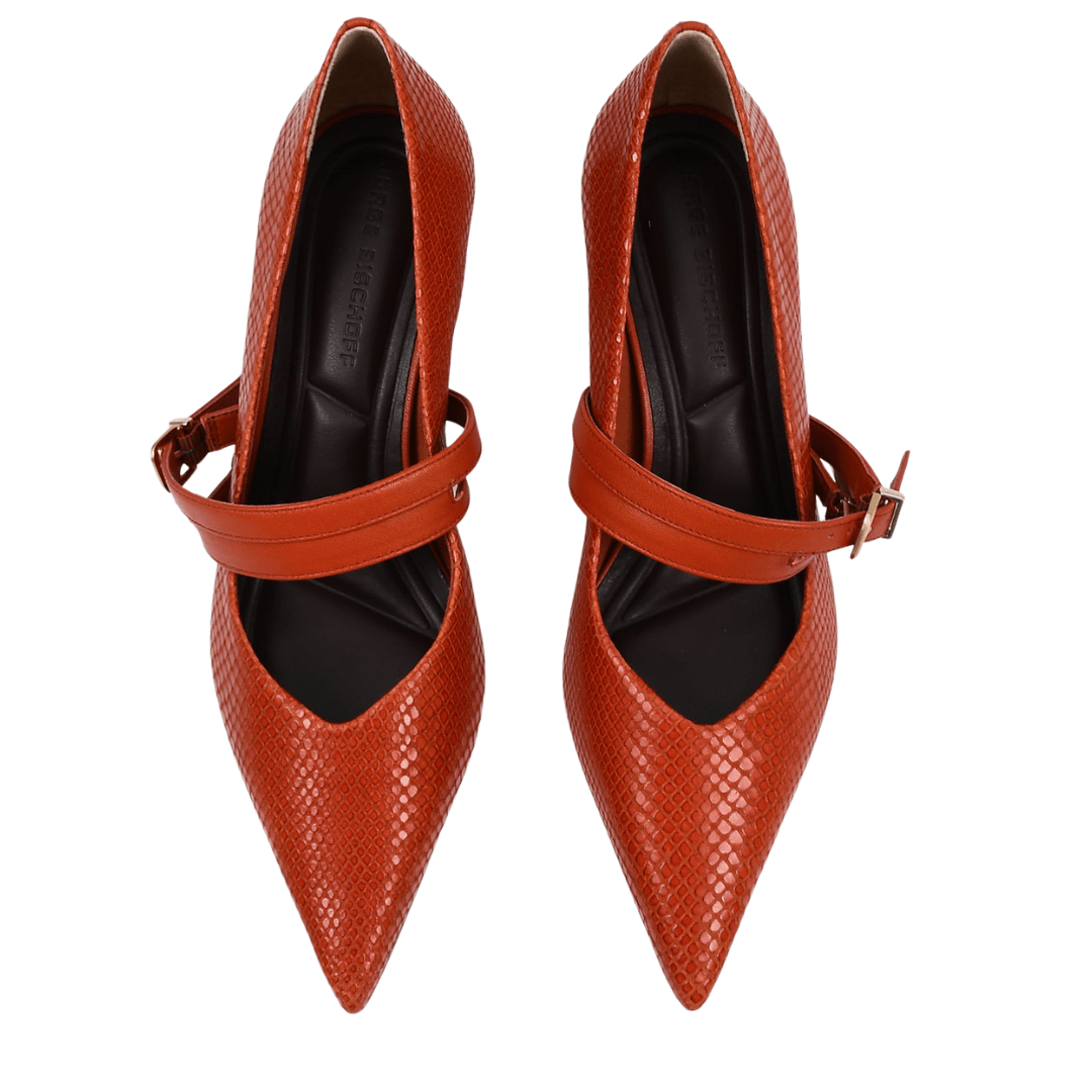 Scarpin Jorge Bischoff Feminino Caramelo Andina Snake Caramelo Couro Terracota 4