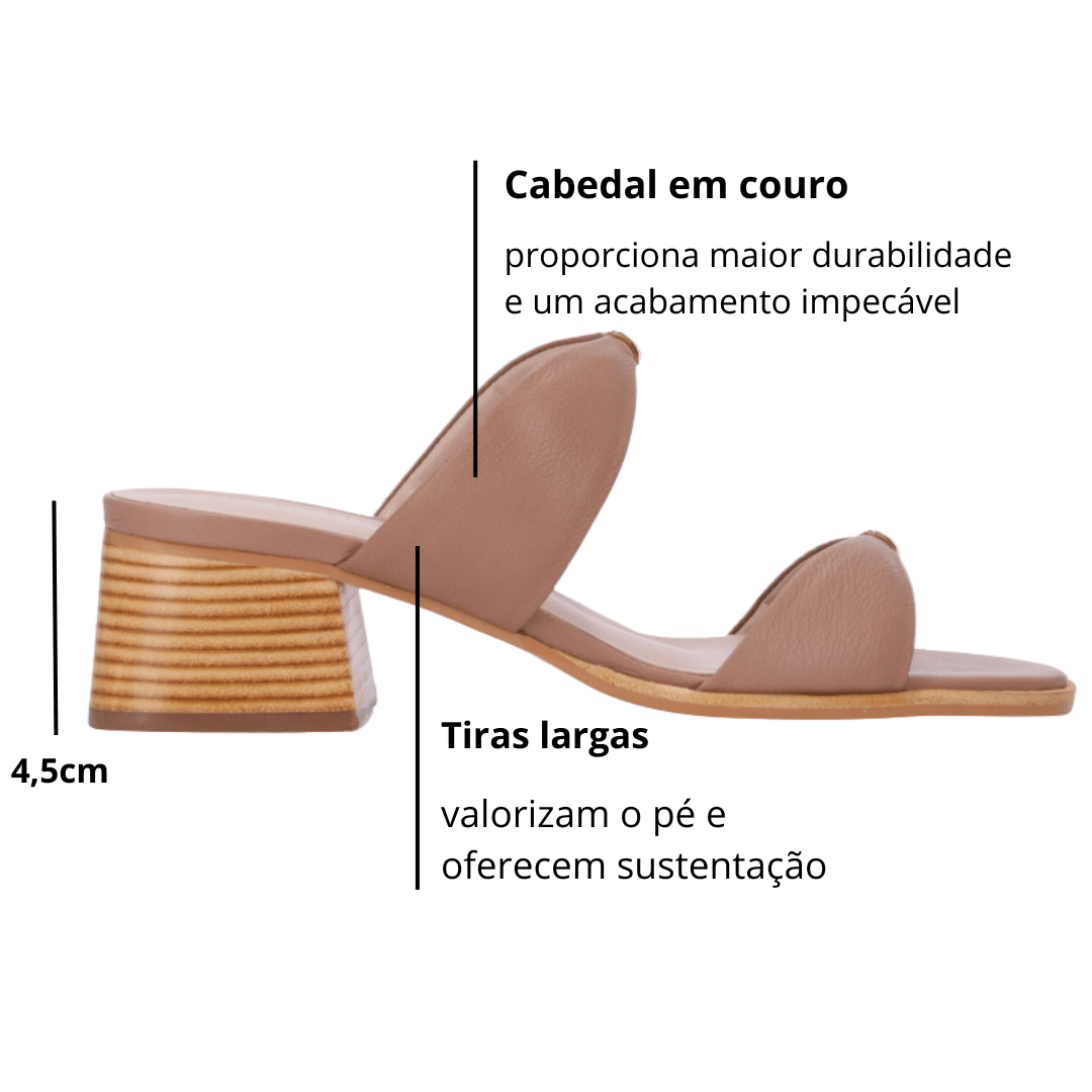 Tamanco Luz da Lua Feminino Salto Bloco Mousse Couro Mousse 2