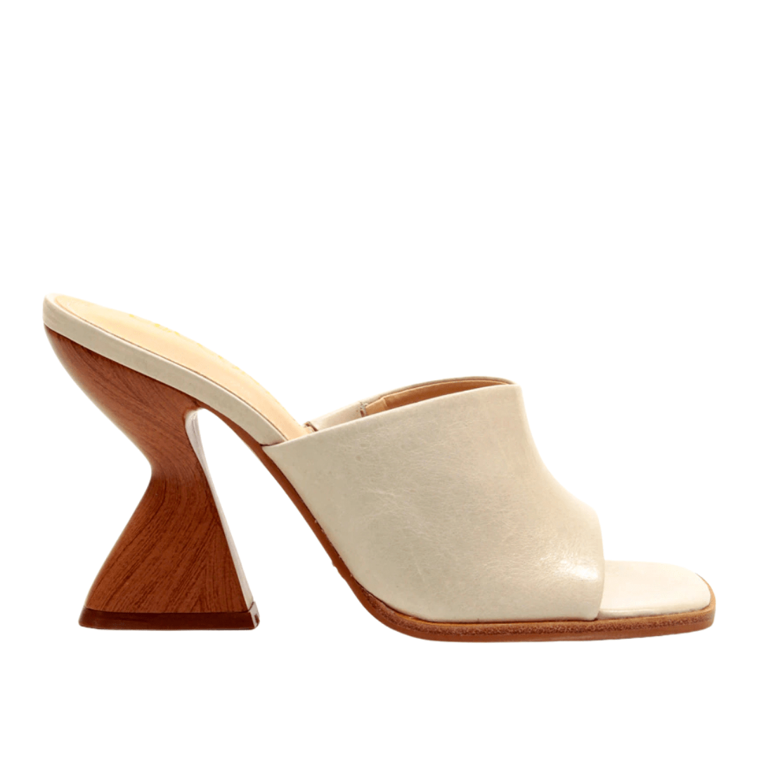 Tamanco Cecconello Feminino Off White Salto Allto Couro