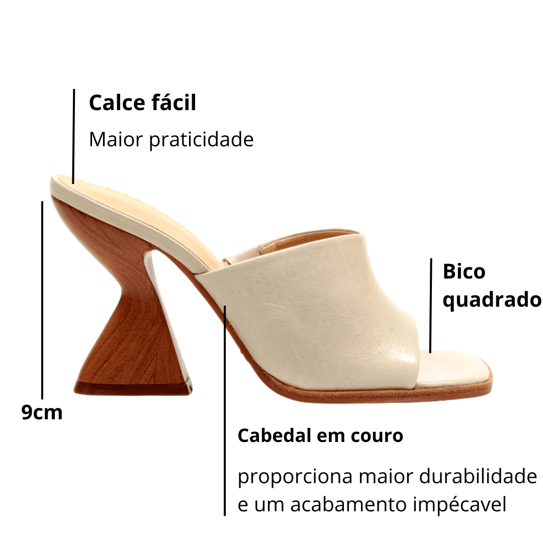 Tamanco Cecconello Feminino Off White Salto Allto Couro Branco 2