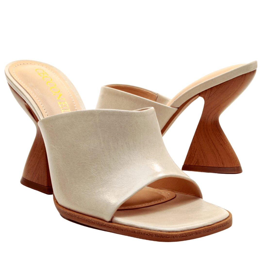 Tamanco Cecconello Feminino Off White Salto Allto Couro Branco 4