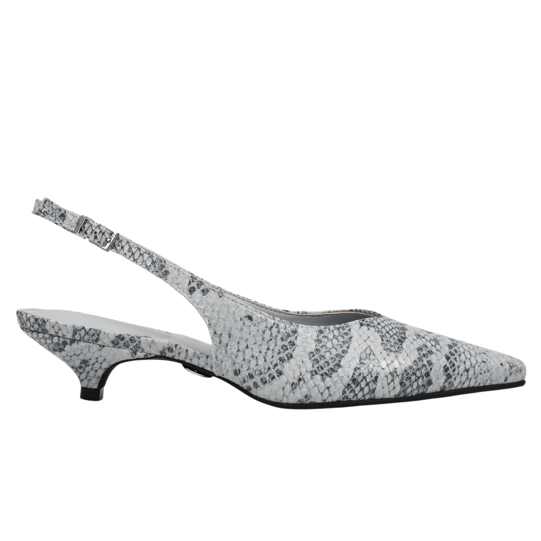 Slingback Jorge Bischoff Feminino Salto Baixo Snake Azul Hortênsia Couro