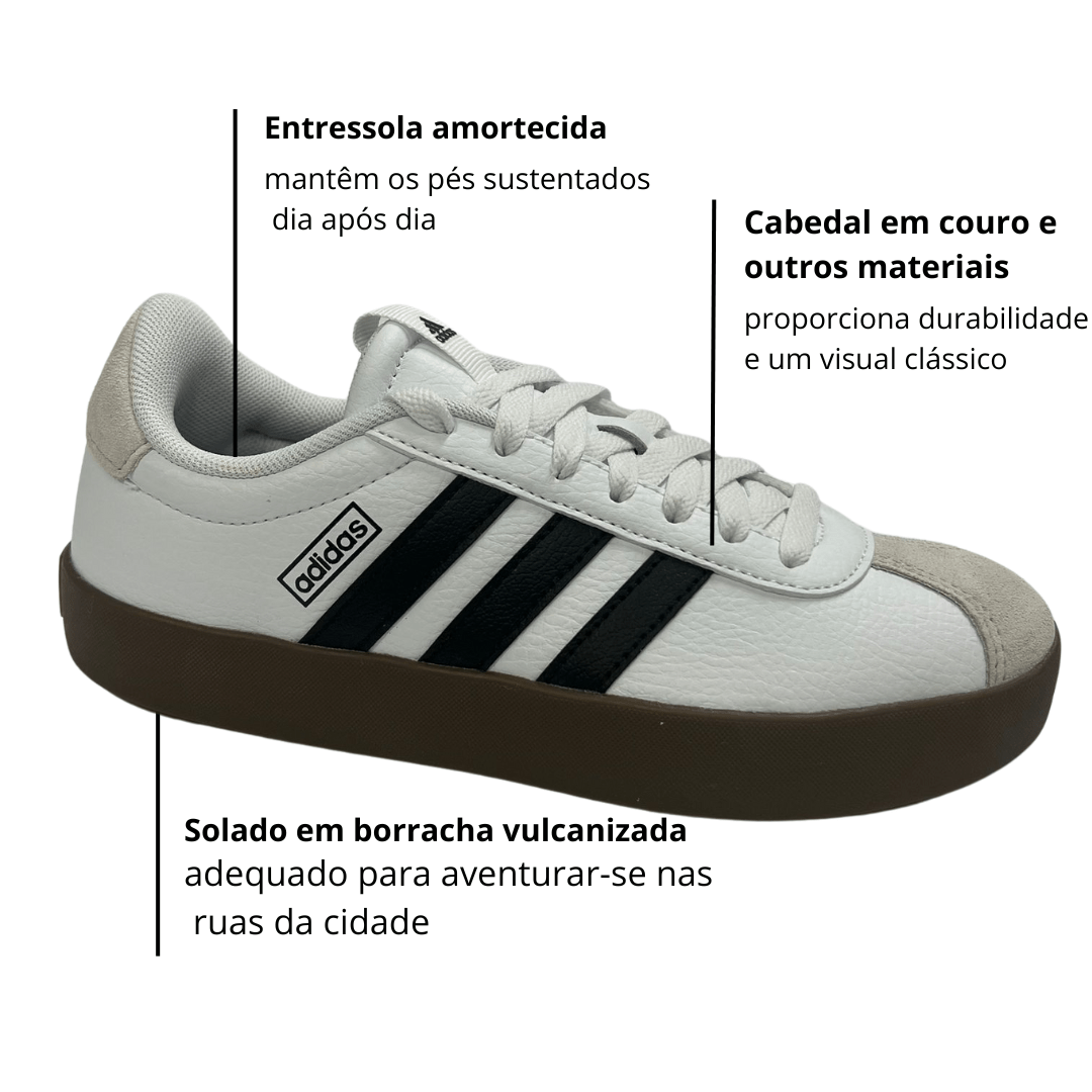 Tênis Adidas VL Court 3.0 Masculino Branco Preto Branco/Preto 2