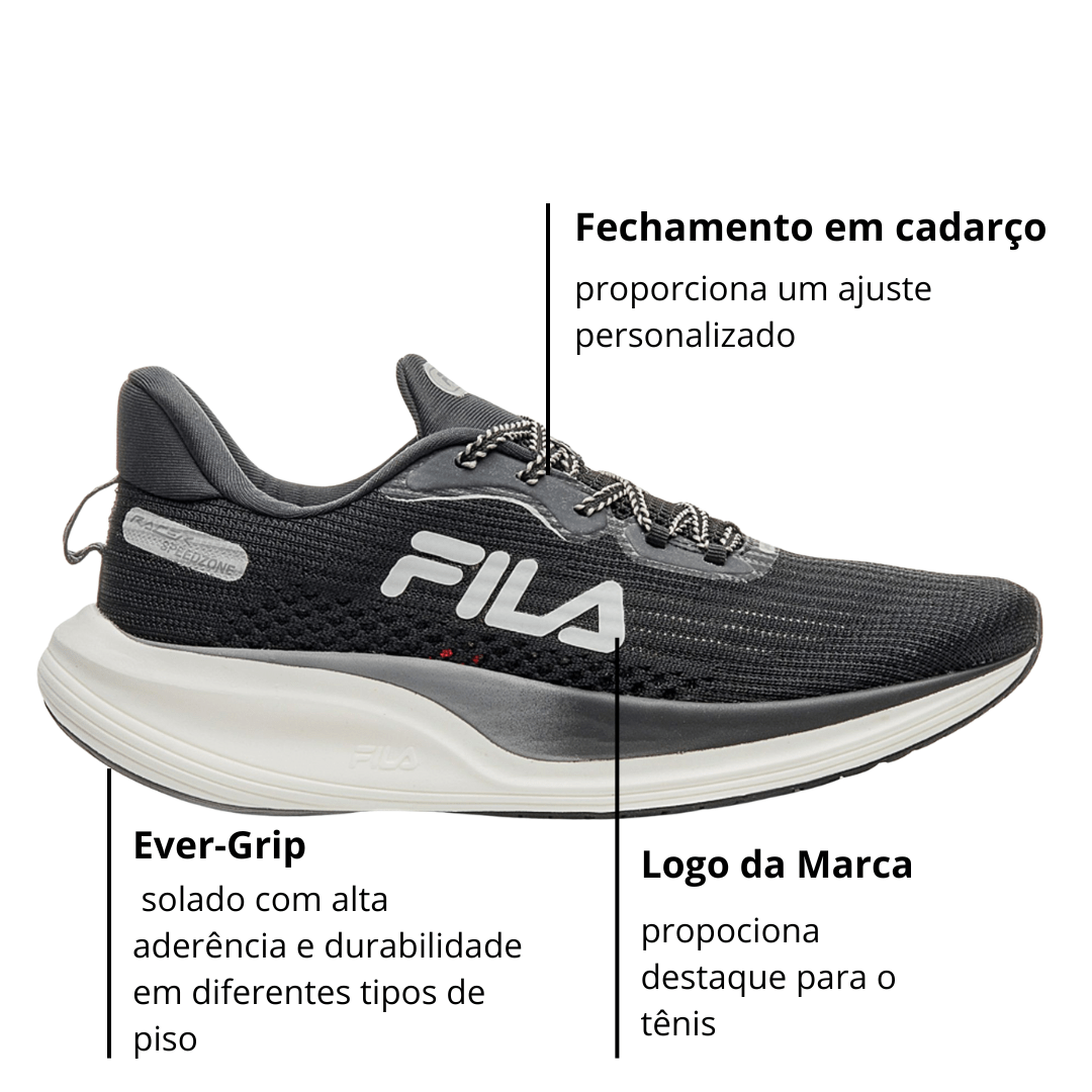 Tênis Fila Racer Speedzone Masculino Bege Preto Cinza Preto 2