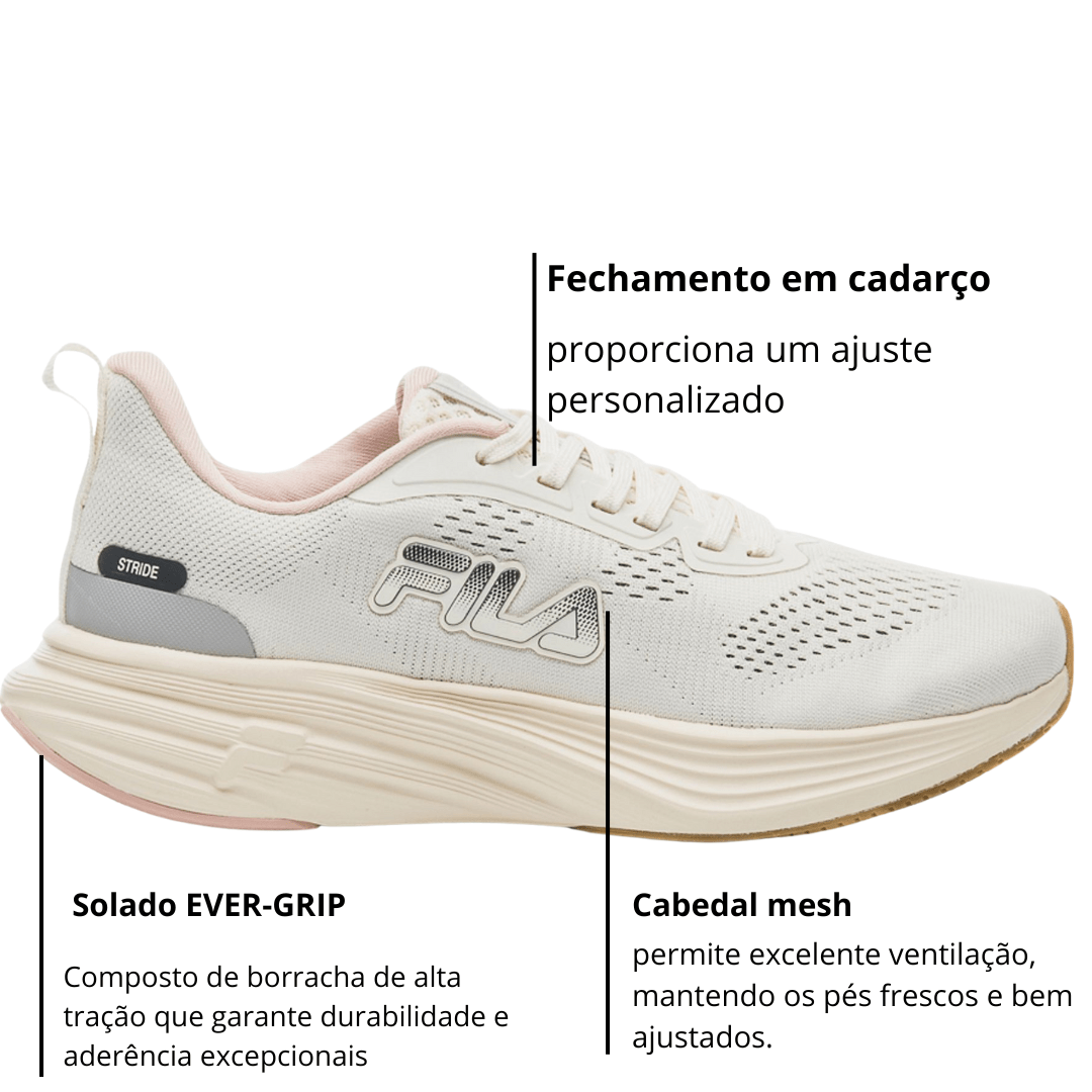 Tênis Fila Stride Feminino Bege Rose Cinza Branco 2