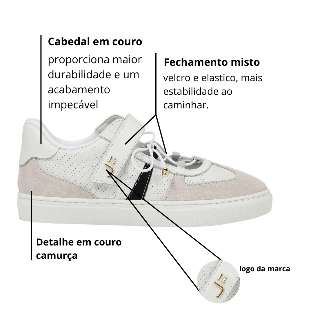 Tênis Jorge Bischoff Feminino Branco Preto Couro Branco 2