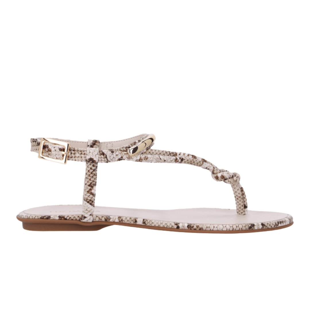 Sandália Rasteira Luz da Lua Feminina Snake Panna Couro Animal Print 3