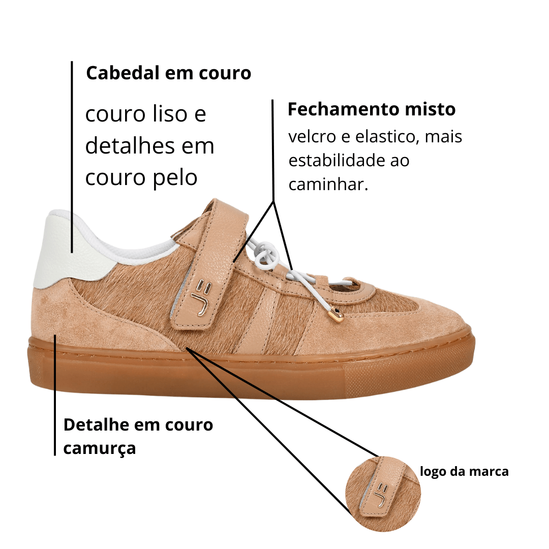 Tênis Jorge Bischoff Feminino Tênis Nude Carvalho Pelo Liso Nude Couro Bege 2