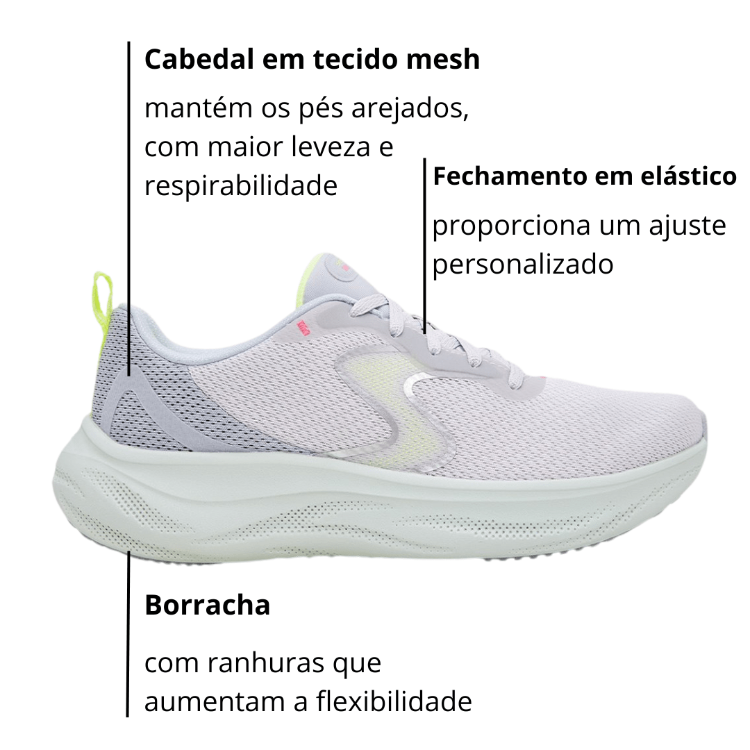 Tênis Skechers Feminino Skech Cloud-Smooth Wave Cinza Verde Branco 2