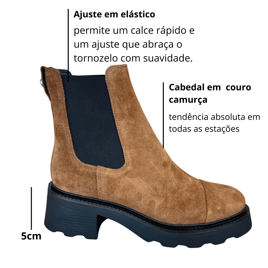 Bota Carrano Feminina Cano Curto Saddle Couro Camurça Bege 2