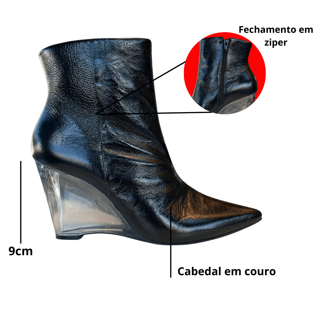 Bota Berti Maria Feminina Cano Baixo Preta Couro Preto 2