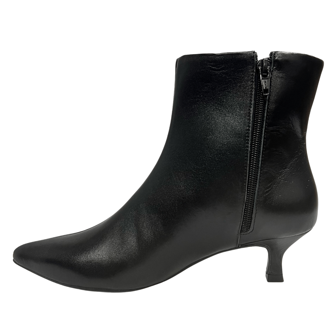 Bota Berti Maria Feminina Salto Fino Preto Couro