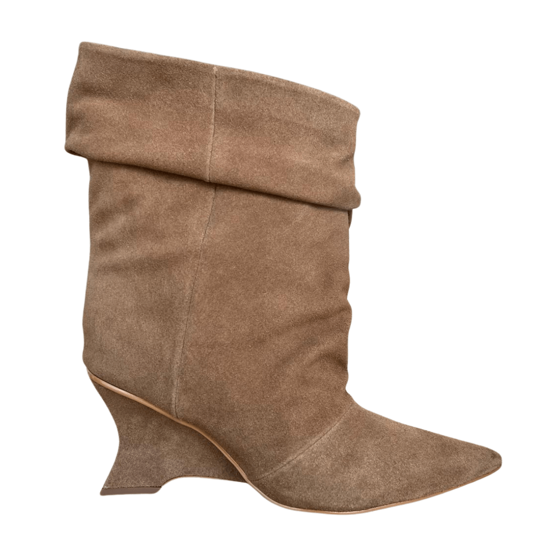 Bota Cecconallo FEminina Slouchy Pecan Couro Camurça