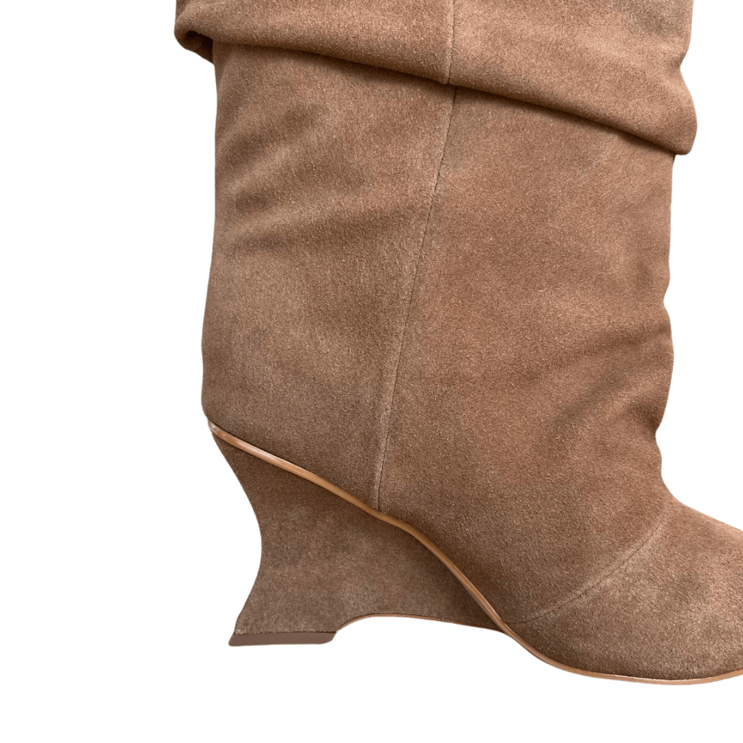 Bota Cecconallo FEminina Slouchy Pecan Couro Camurça Bege 4
