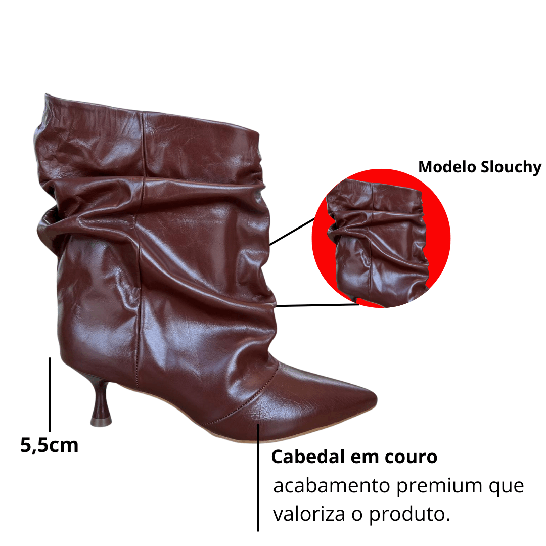 Bota Cecconello Feminina Slouchy Cognac Couro Marrom 2