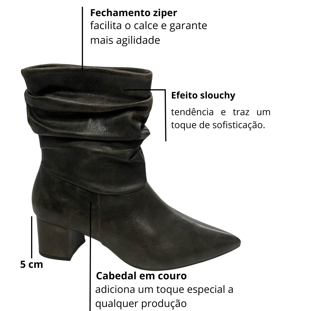 Bota Cecconello Feminina Slouchy Cano Baixo Café Preto 2