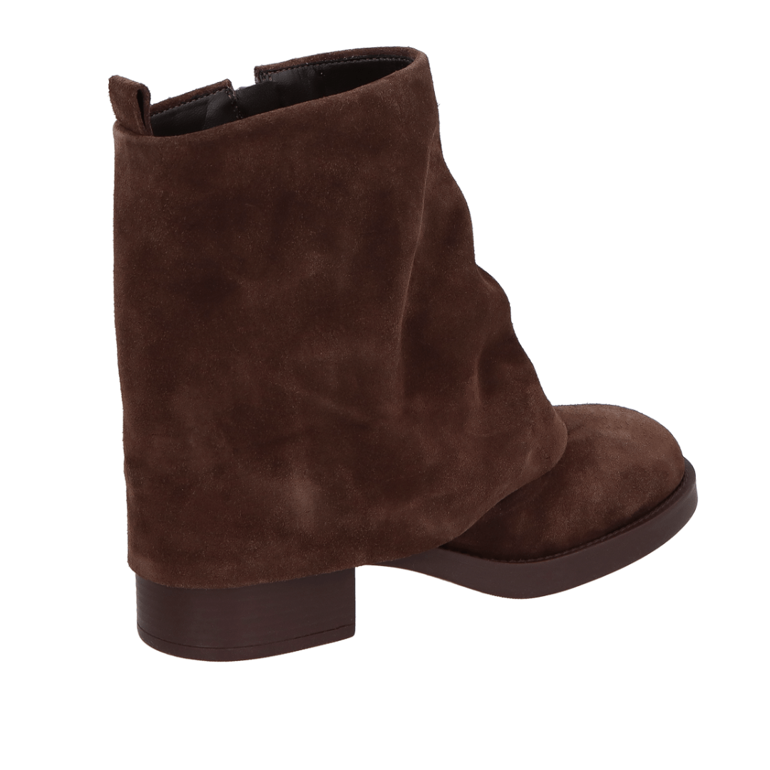 Bota Luiza Barcelos Feminina Cano Curto Sobreposto Coffee Couro Camurça Marrom 4
