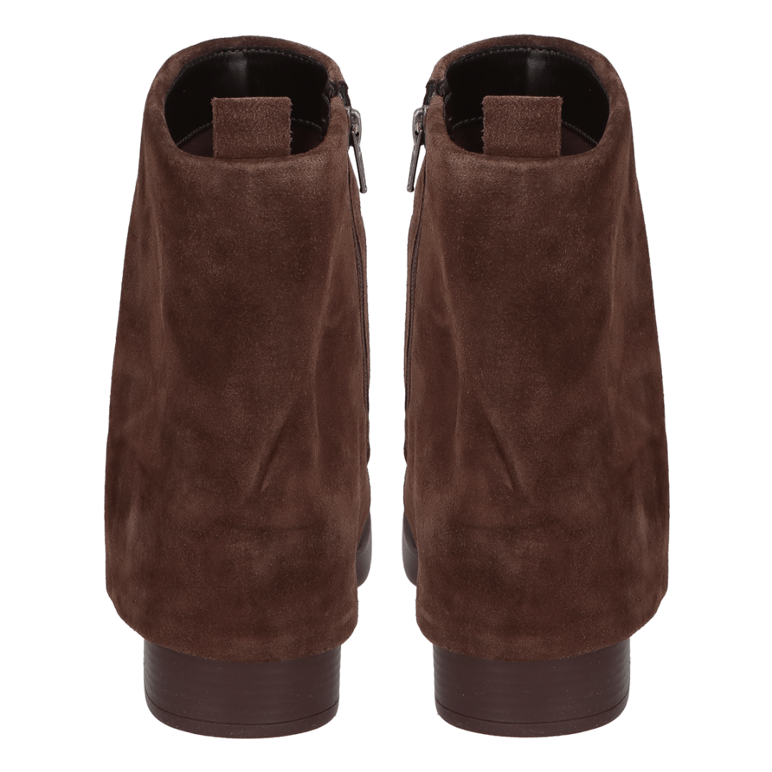 Bota Luiza Barcelos Feminina Cano Curto Sobreposto Coffee Couro Camurça Marrom 5