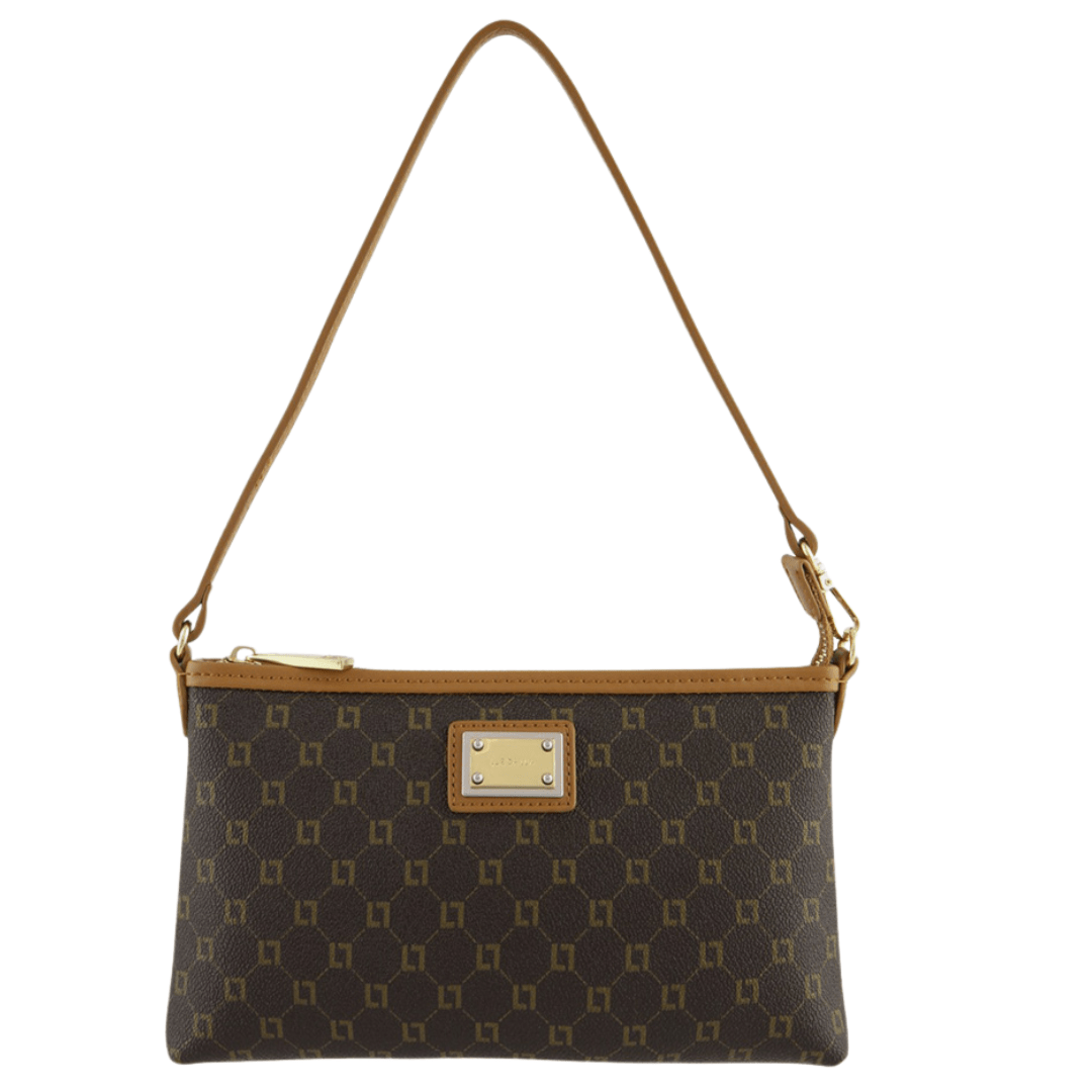 Bolsa Luz da Lua Feminina Tiracolo Pequena Monograma Mocca Couro Marrom 2