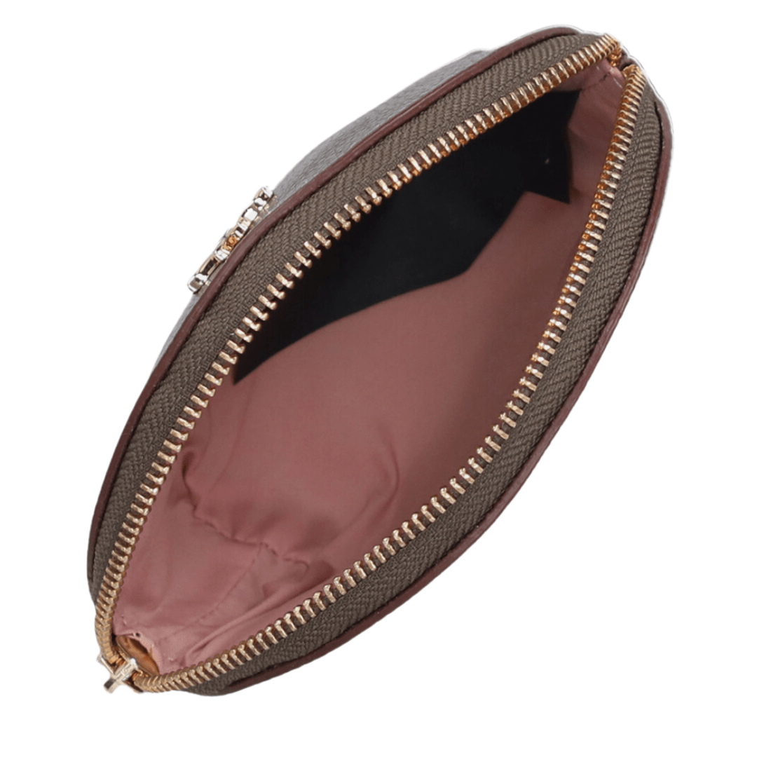 Bolsa Luz da Lua Feminina Tiracolo Pequena Monograma Mocca Couro Marrom 3