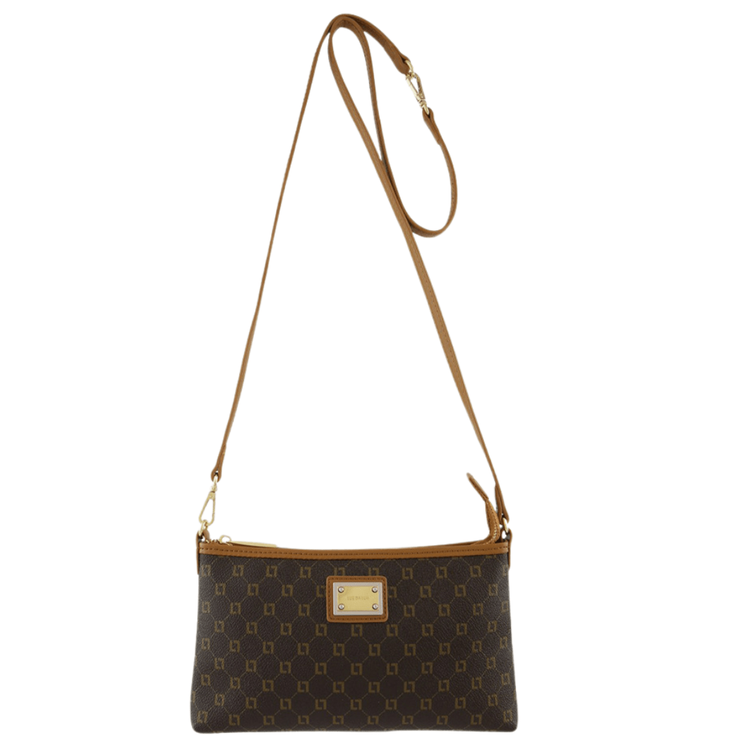 Bolsa Luz da Lua Feminina Tiracolo Pequena Monograma Mocca Couro Marrom 4