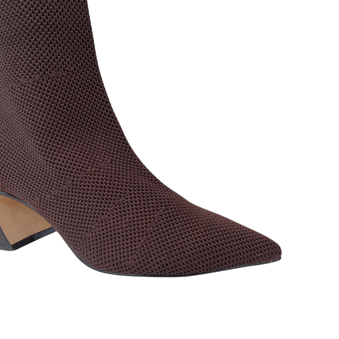 Bota Carrano Feminina Cano Curto Knit Dark Brown Marrom 4