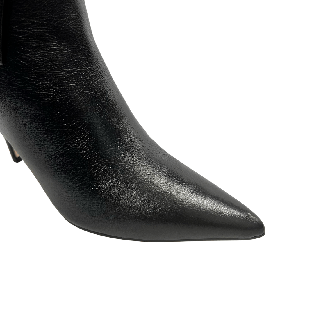 Bota Luz da Lua Feminina Cano Médio Preta Couro Preto 2