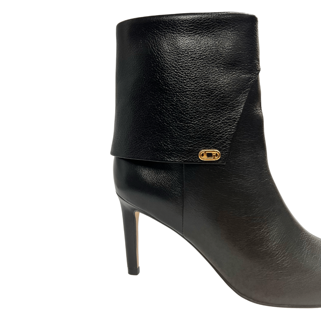 Bota Luz da Lua Feminina Cano Médio Preta Couro Preto 3