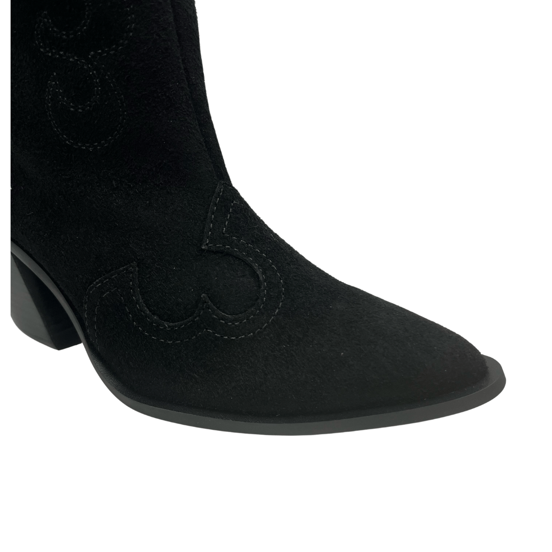 Bota Lança Perfume Feminina western Preto Couro Ccamurça Preto 3