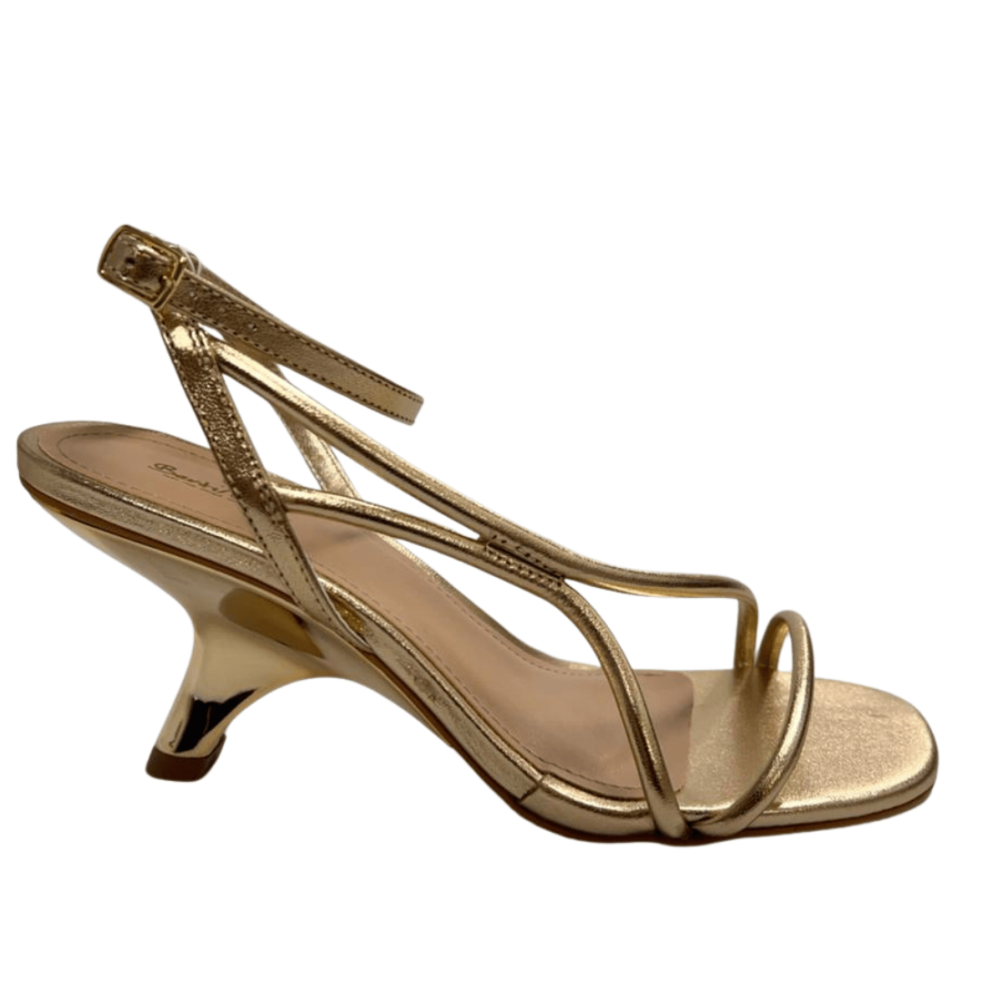 Sandália Berti Maria Feminina Salto Médio Dourado Couro