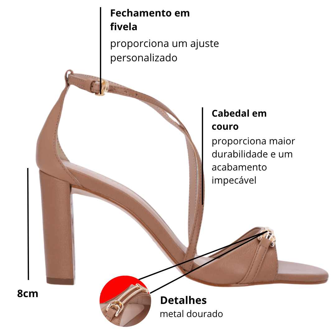 Sandália Lua da Lua Feminina Salto Alto Mousse Couro Mousse 2