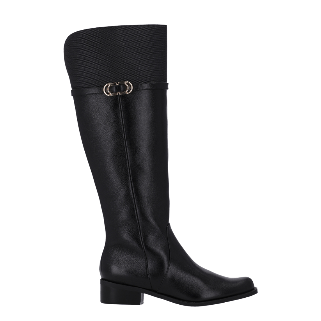 Bota Luz da Lua Feminina Cano longo Preta Couro