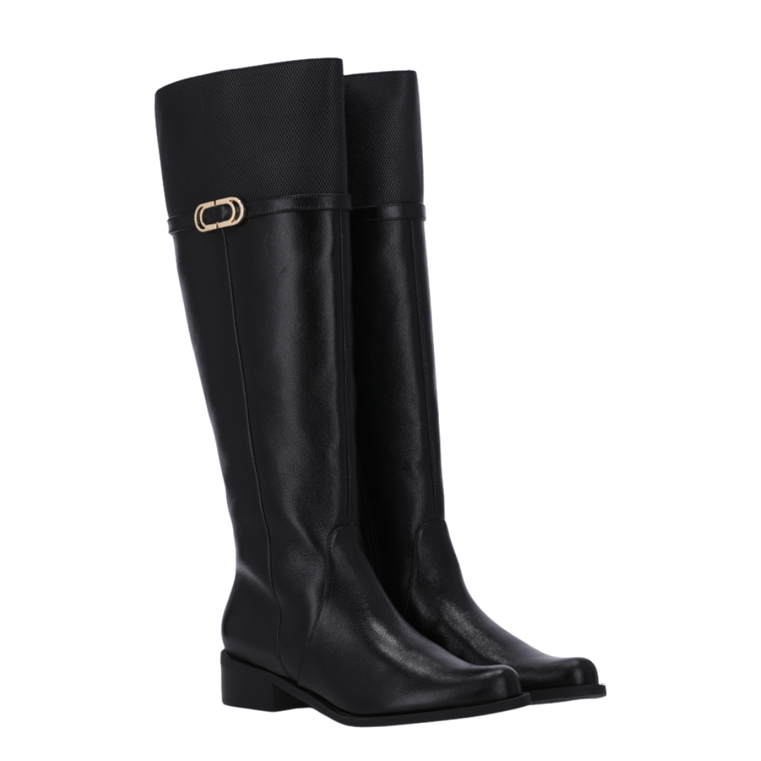 Bota Luz da Lua Feminina Cano longo Preta Couro Preto 2
