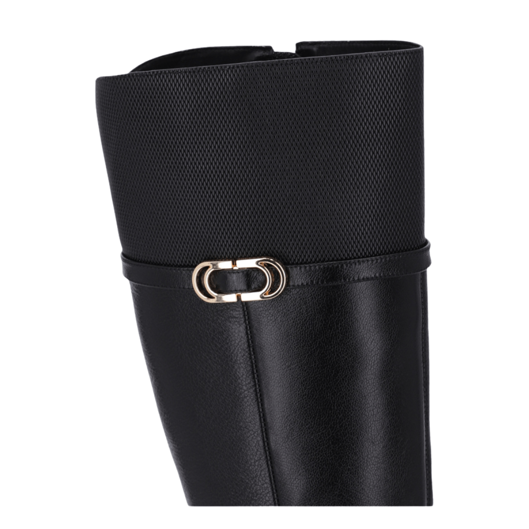 Bota Luz da Lua Feminina Cano longo Preta Couro Preto 3