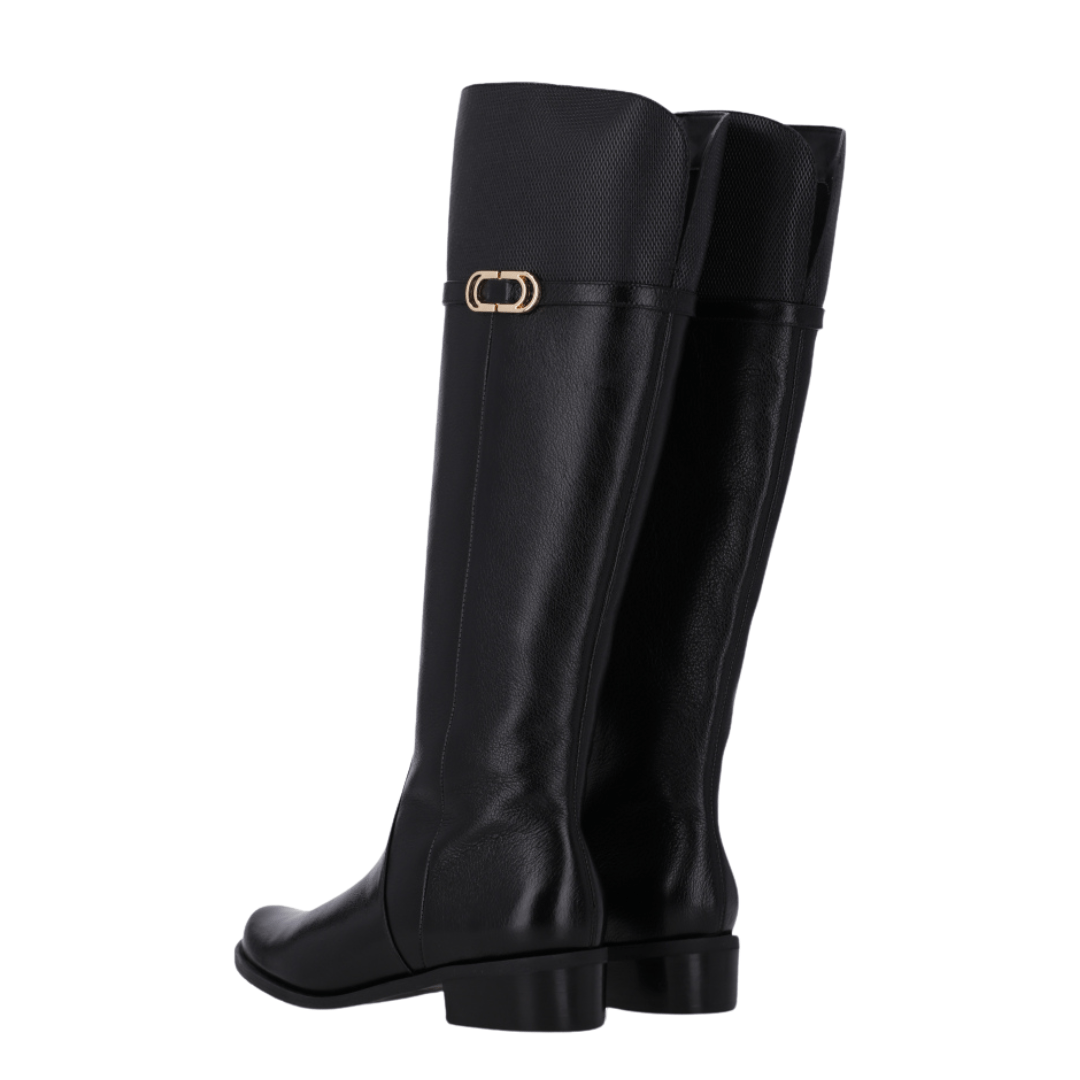 Bota Luz da Lua Feminina Cano longo Preta Couro Preto 4