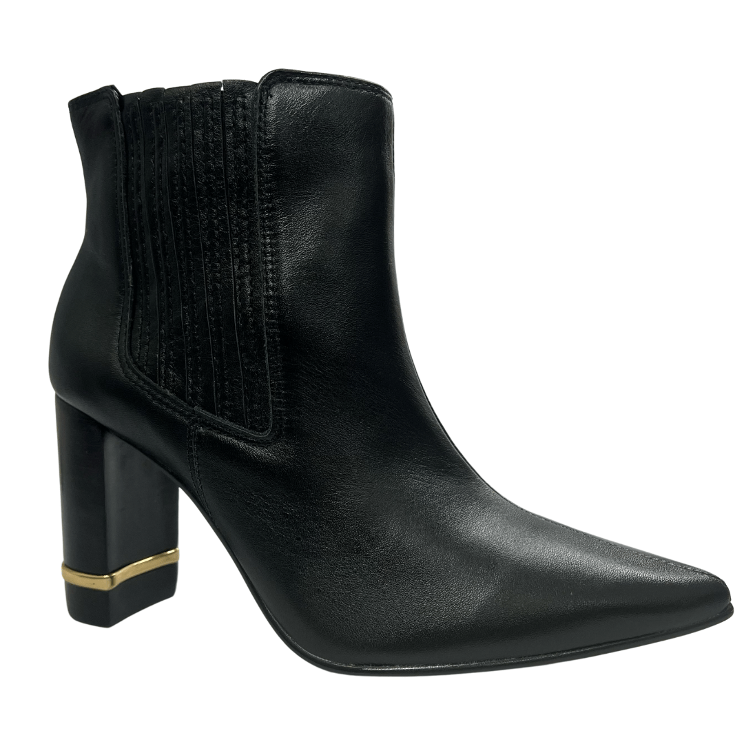 Bota Jorge Bischoff Feminina Salto Alto Preta Couro