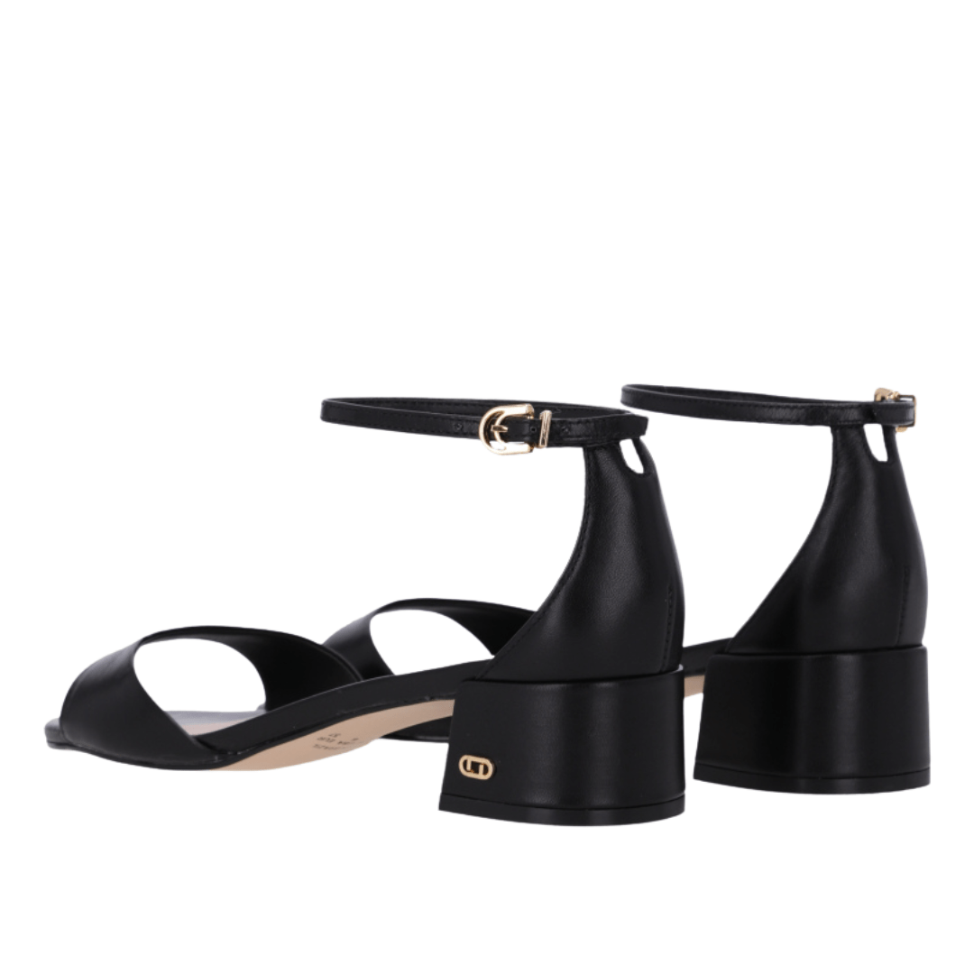 Sandália Luz da lua Feminina Salto Baixo Preta Couro Preto 4