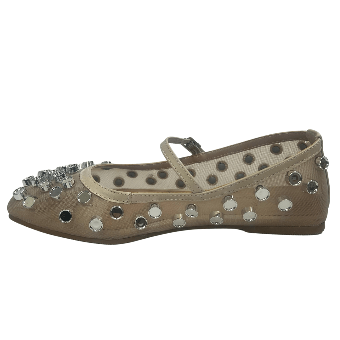 Sapatilha Berti Maria Feminina Tachas Telada Natural Bege 4