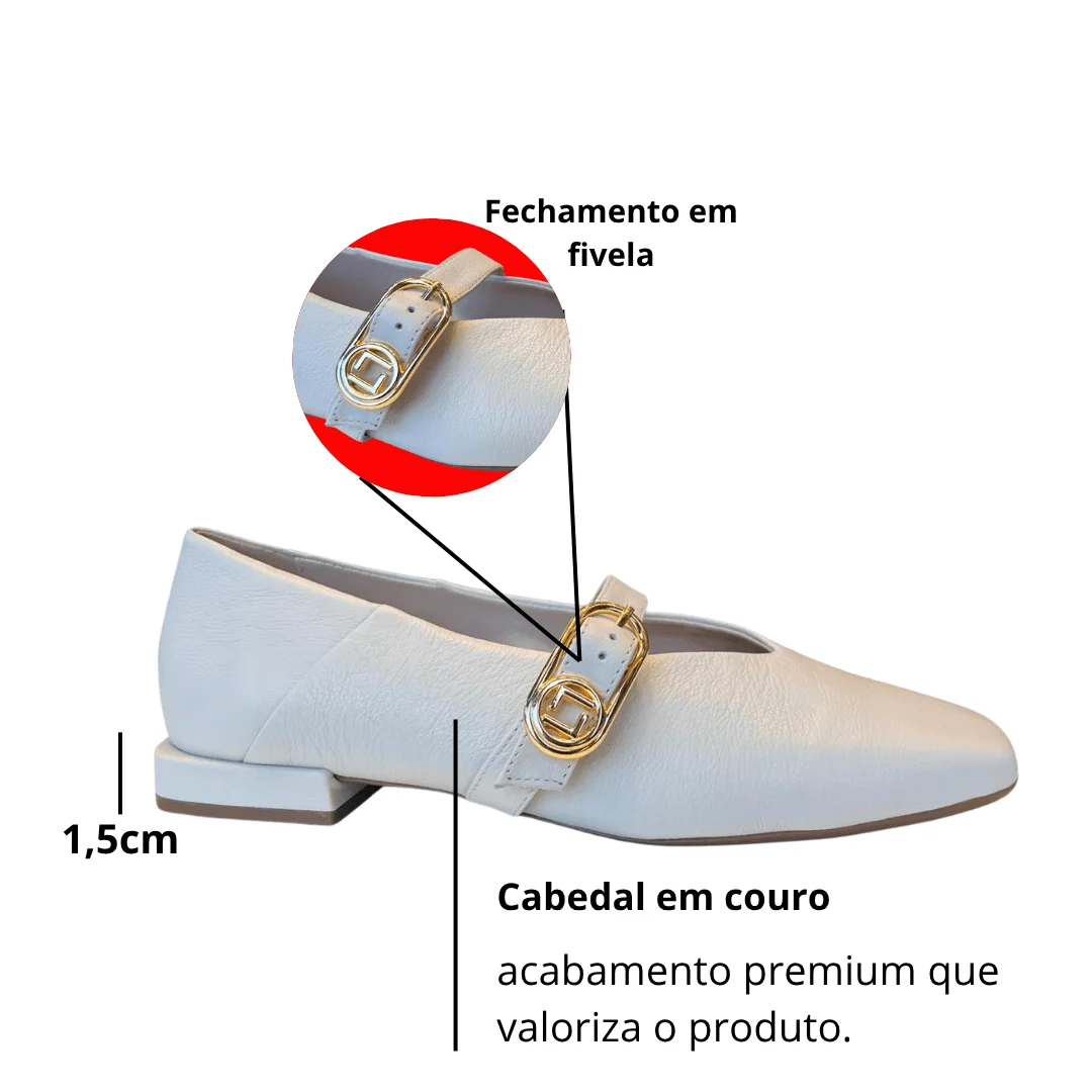 Sapatilha Feminina Luz da Lua Panna Couro Branco 3