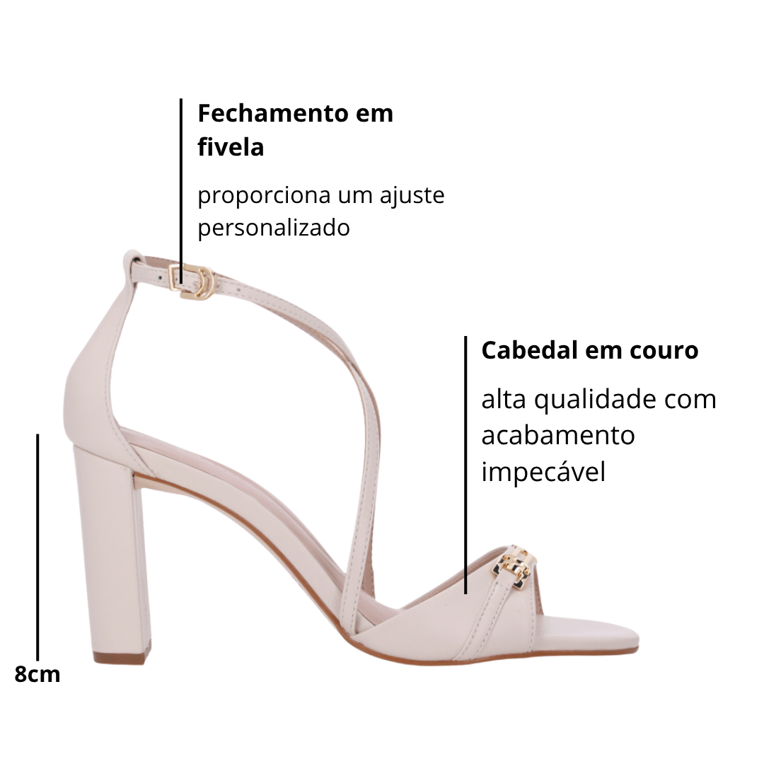 Sandália Lua da Lua Feminina Salto Alto Panna Couro Branco 2