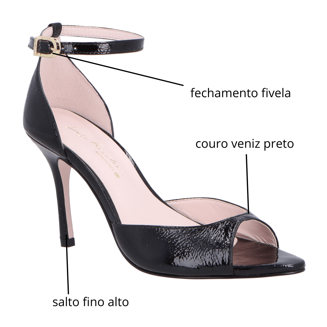 Sandália Luiza Barcelos Feminina Preta Veniz Couro Preto 2