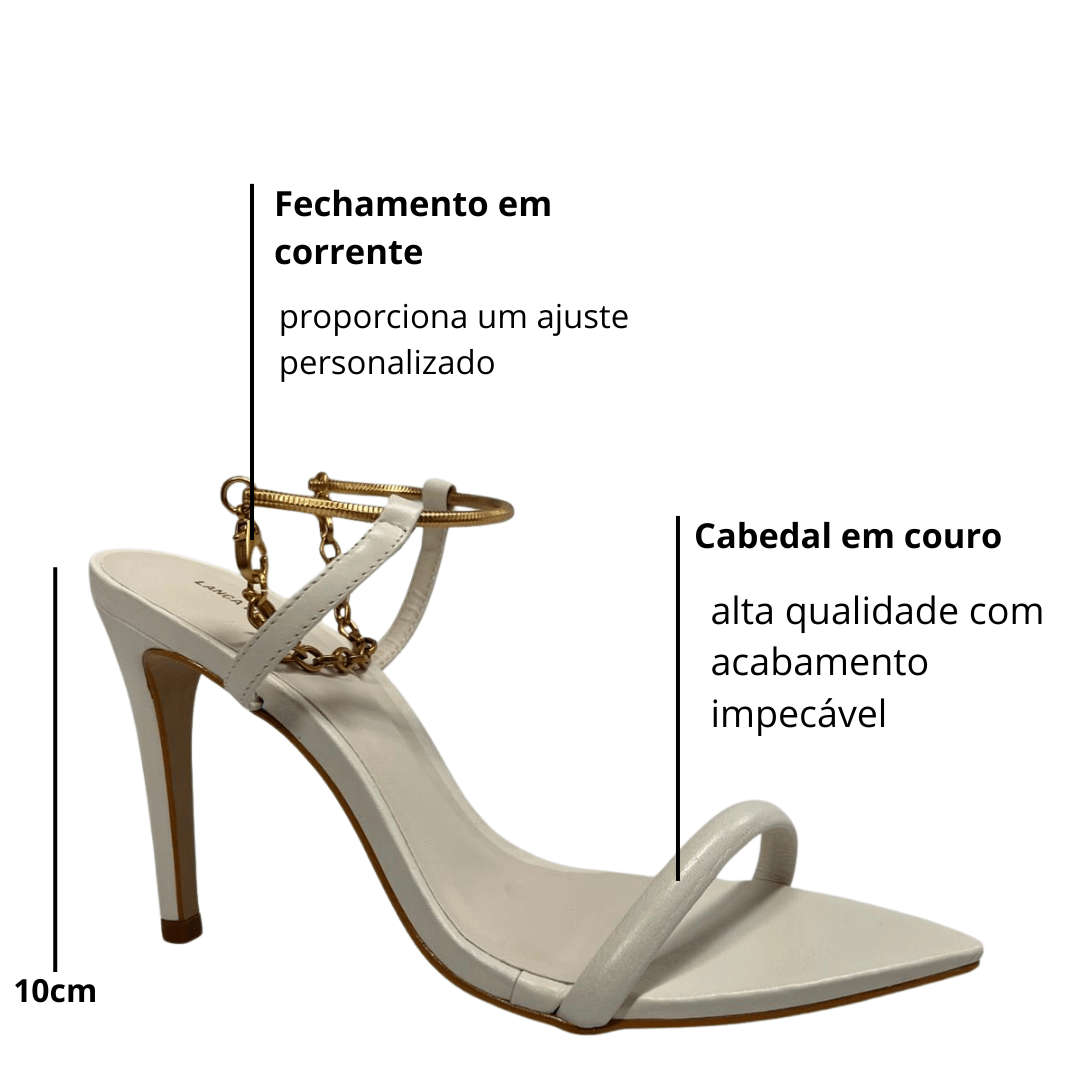 Sandalia Lança Perfume Feminina Bico Folha Branco Couro Branco 2