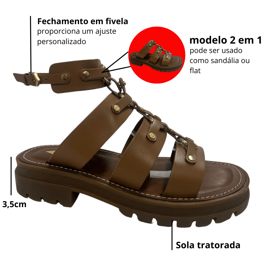 Sandália Carrano Feminina Gladiadora Camel Couro Marrom 2